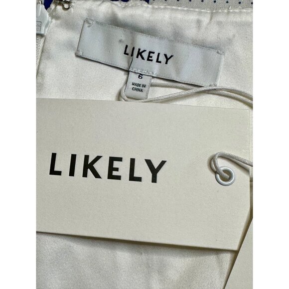 LIKELY Isa Dress in White 6 New Womens Lace Crystal Pearl Trim Mini - Picture 9 of 15